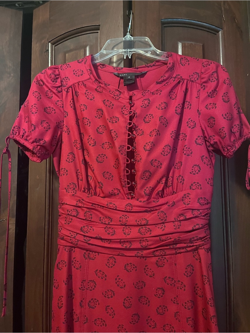 Marc Jacobs Red Short-Sleeve Printed Midi Dress